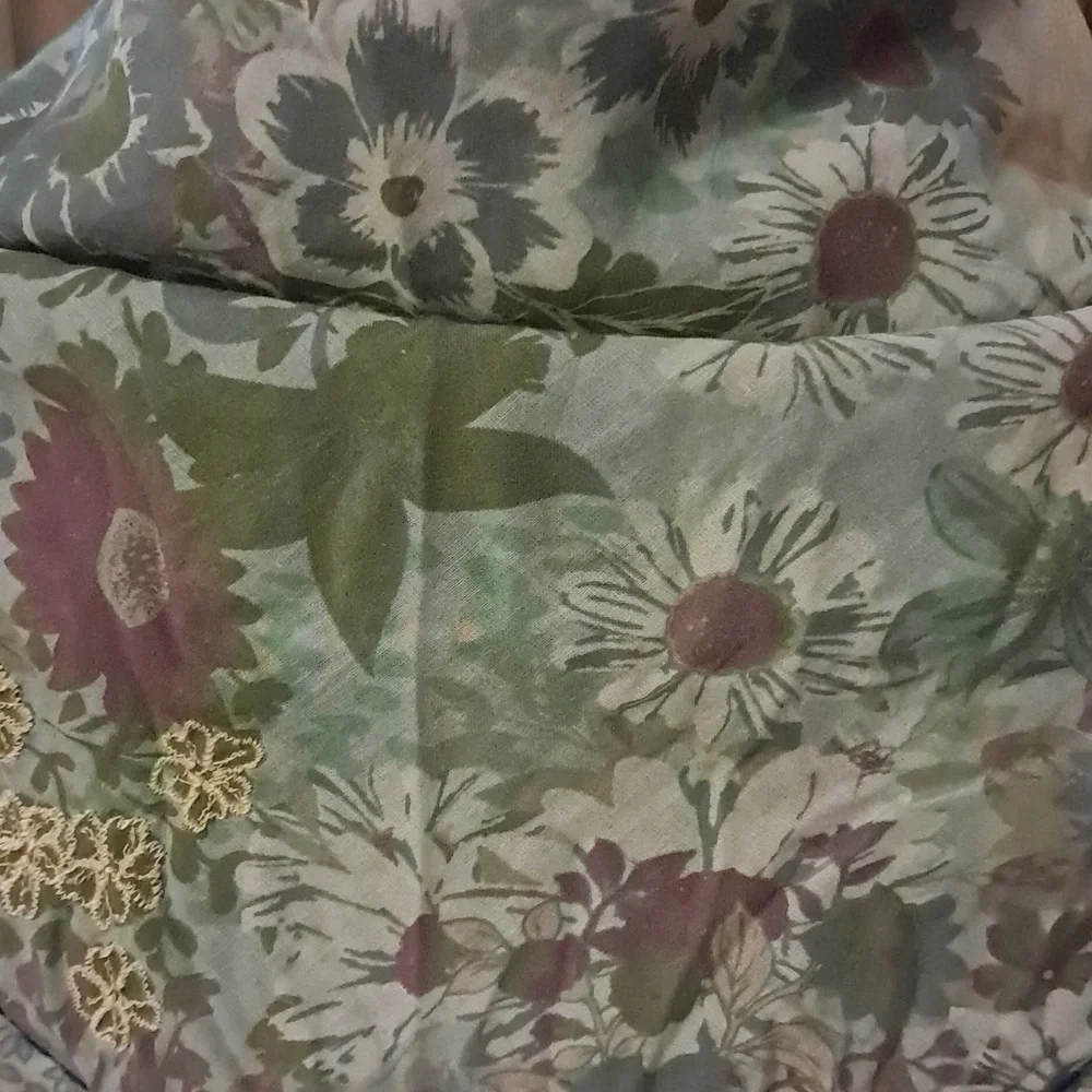 Coldwater Creek Cotton Flora Embroidered Scarf Grndmacore Cottagecore